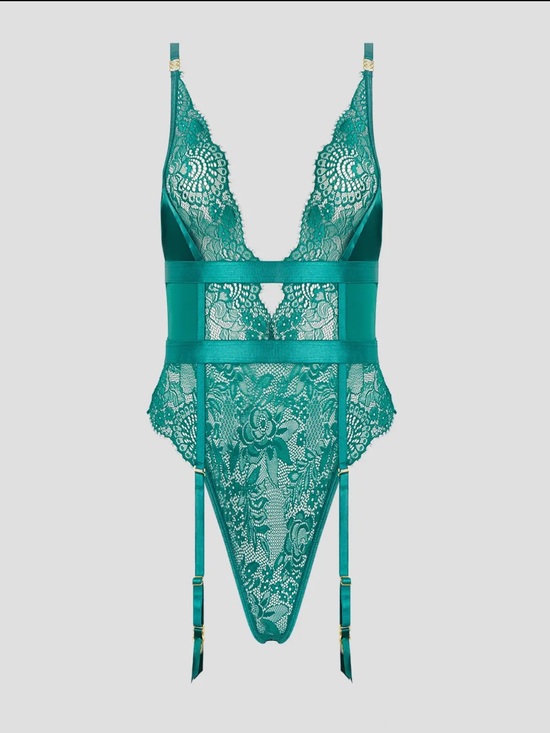 Mother Hustler Other - NWT Lace Lingerie Plunge Teddy Bodysuit w/ Garter Straps | Emerald | Size S & XL